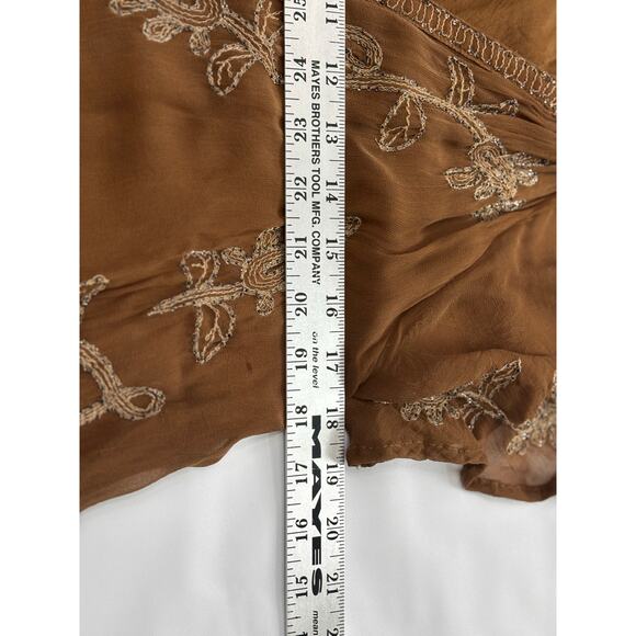 Free People bohemian gold/brown embroidered beaded floral embellishments XS - Picture 4 of 8